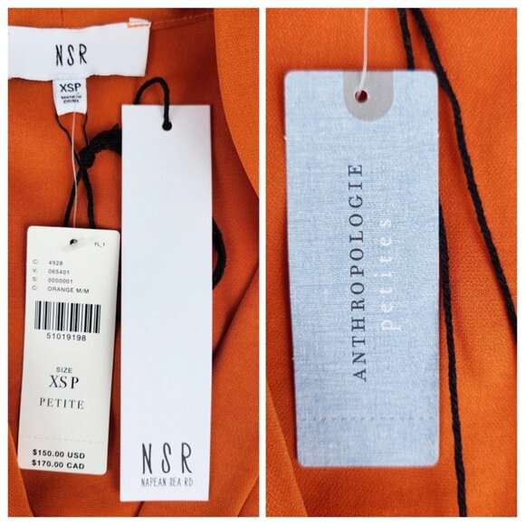 Anthropologie NSR Womens Naomi Surplice Dress Size XS Petite Orange - Picture 3 of 8